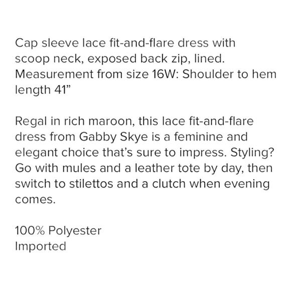 ⭐️Gabby Skye Lace Maroon Fit & Flare Sleeveless Illusion Overlay Party Dress - Picture 11 of 15